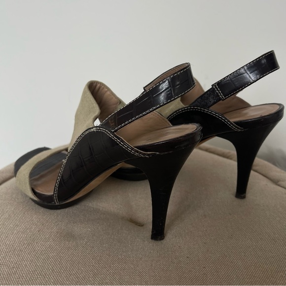 Donald J Pliner platform Healed Sandals slip canvas and leather - Picture 6 of 12